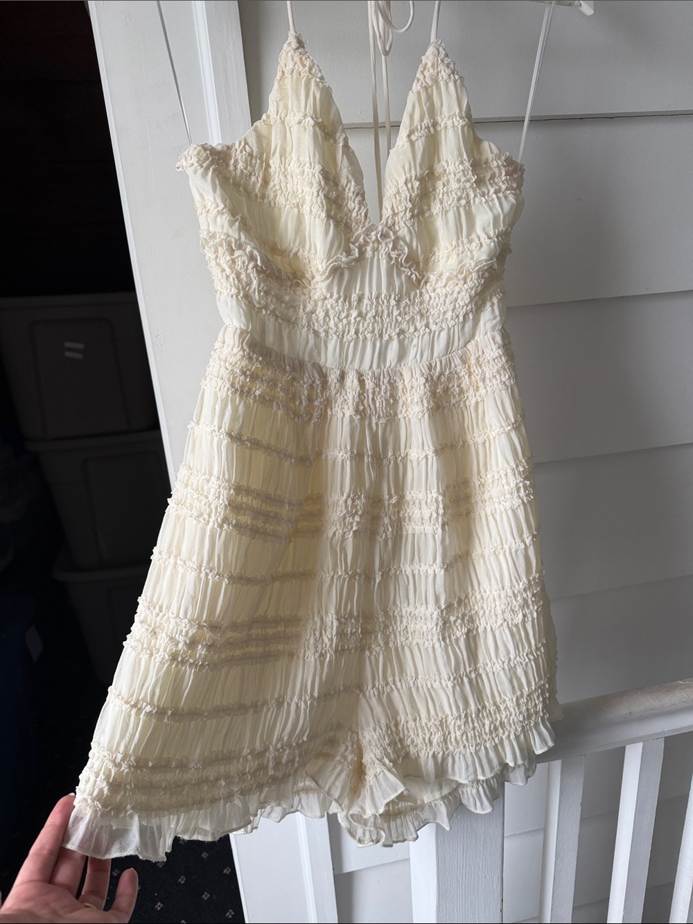 Princess Polly Cream Ruffle Romper